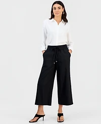 I.n.c. International Concepts Petite Cropped Linen Wide-Leg Pants, Macy's Exclusive