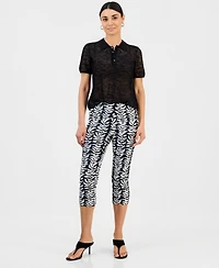 I.n.c. International Concepts Petite Printed Mid-Rise Pull-On Bengaline Capri Pants, Macy's Exclusive