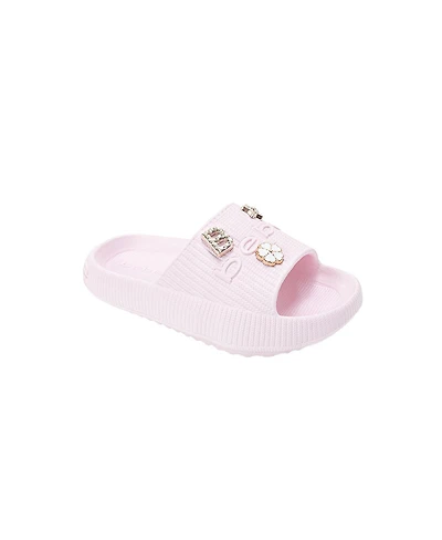 Bebe Big Girls Eva Slide - Lightweight Comfy Sandals with Metal Charms
