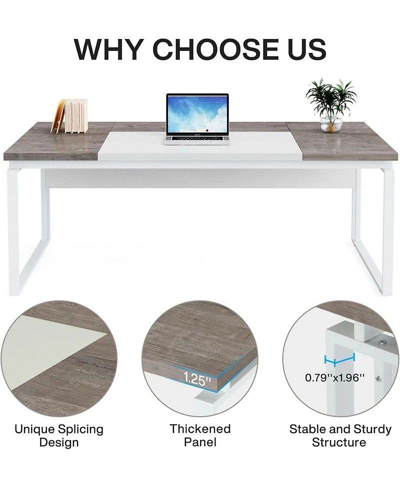 Tribesigns 63" Computer Desk Home Office Writing Table for Workstation (Only Table)