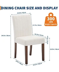 gaomon Parsons Button Tufted Dining Chairs Set of 4, Upholstered Fabric Chairs with Wood Legs, Vertical Stripe