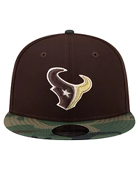 New Era Men's Dark Brown Houston Texans Burnt Wood Camo 9FIFTY Snapback Hat