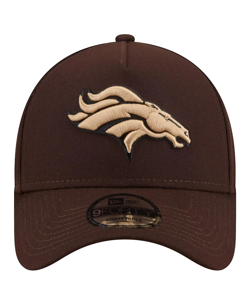 New Era Men's Dark Brown Denver Broncos Burnt Wood A-Frame 9FORTY Adjustable Hat