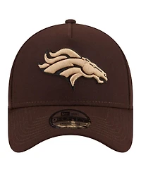 New Era Men's Dark Brown Denver Broncos Burnt Wood A-Frame 9FORTY Adjustable Hat