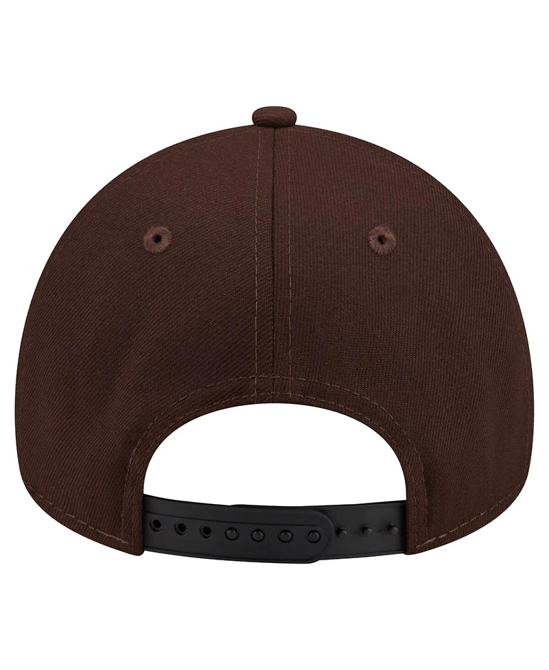 New Era Men's Dark Brown New England Patriots Burnt Wood A-Frame 9FORTY Adjustable Hat