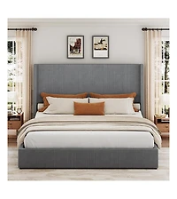 gaomon King Upholstered Platform Bed Storage Drawers Wingback Headboard Corduroy Fabric No Box Spring