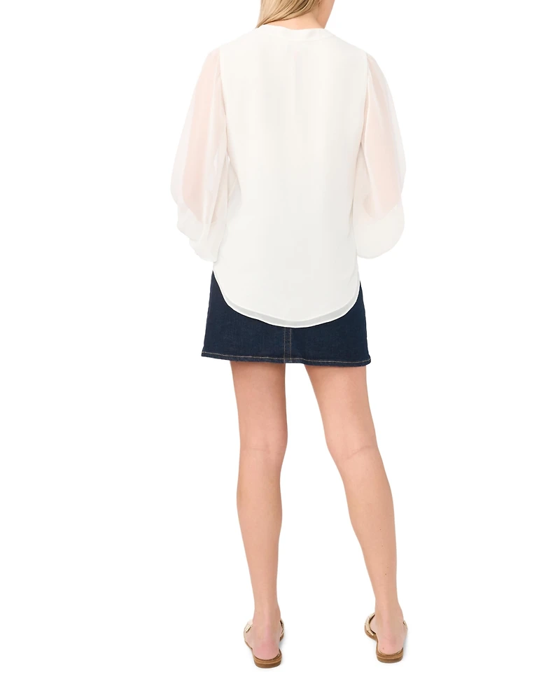 Vince Camuto Women's Split-Neck Long-Sleeve Top