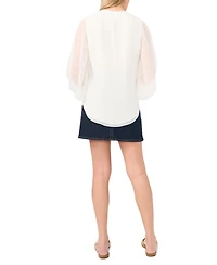 Vince Camuto Women's Split-Neck Long-Sleeve Top