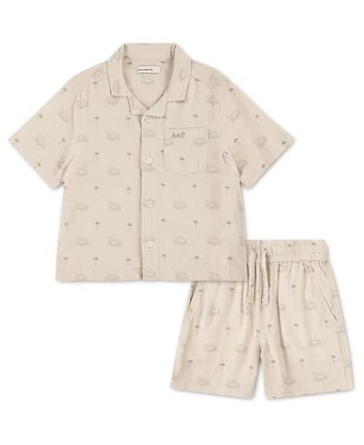 abercrombie kids Boys' Linen Shirt and shorts, 2-Piece Set