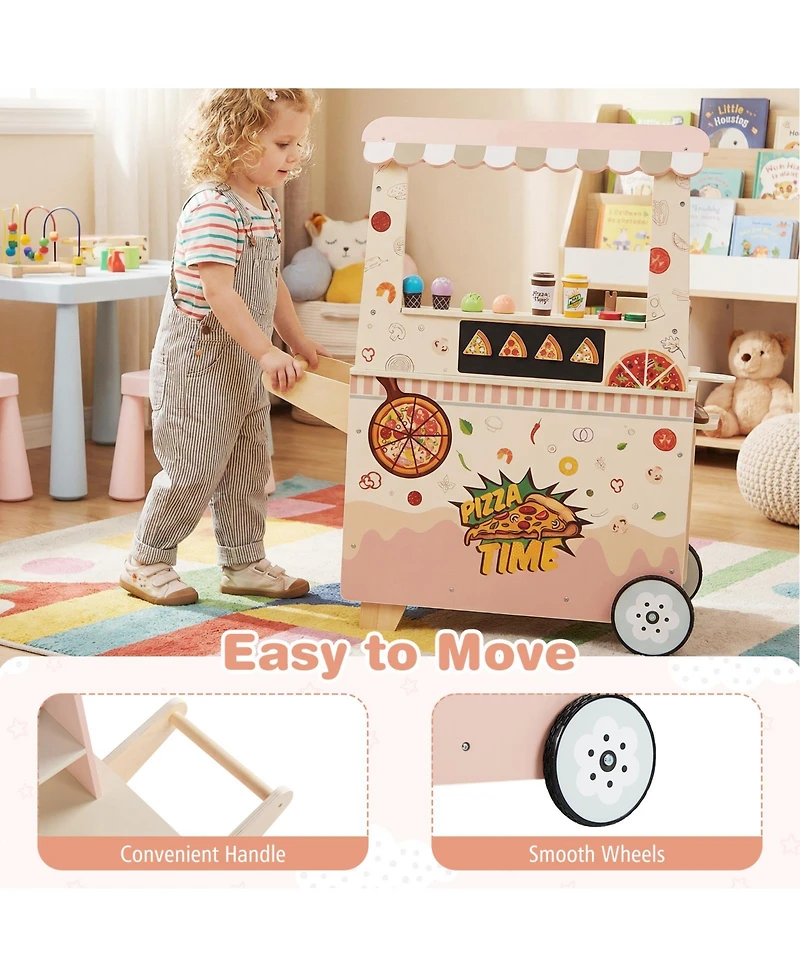 Slickblue Kids Play Food Truck Toy with Pizza Oven and Snack Cart