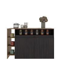 Fm Furniture Abril Kitchen Island with Storage Cabinet, Shelves and Appliance Space