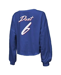 Majestic Threads Women's Jaxson Dart Royal New York Giants Script Name Number Long Sleeve T-Shirt