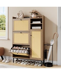 gaomon Shoe Cabinet for Entryway with 3 Flip Drawers Freestanding Shoe Organizer Cabinet with Metal Legs for Hallway Storage