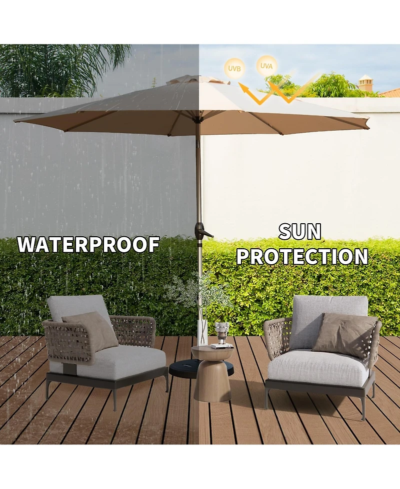 Clihome 10FT Outdoor Patio Umbrella with Push Button Tilt and Crank