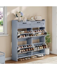 gaomon Shoe Cabinet with 4 Flip Drawers and 2 Top Drawers High-Gloss Painted Wood Shoe Storage Cab