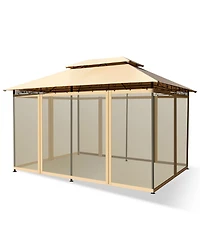 Gymax 2-Tier 10'x13' Steel Gazebo Canopy Tent Shelter Patio Garden Outdoor Netting