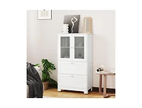 Slickblue Bathroom Floor Cabinet with Frosted Glass Doors and Drawers