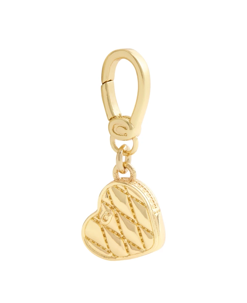 Coach Gold Collectible Signature Quilted Heart Jewelry Charm