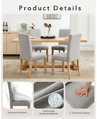 gaomon Dining Chairs Set of 2, Upholstered Fabric Chairs with Curved Back & Wood Legs