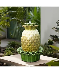 LuxenHome Pineapple Ceramic Indoor/Outdoor 17.1-In Tall Tabletop Fountain, Tan Top