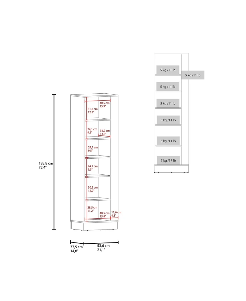 Fm Furniture Nampa Storage Cabinet, Single Door, Broom Hangers,Wengue