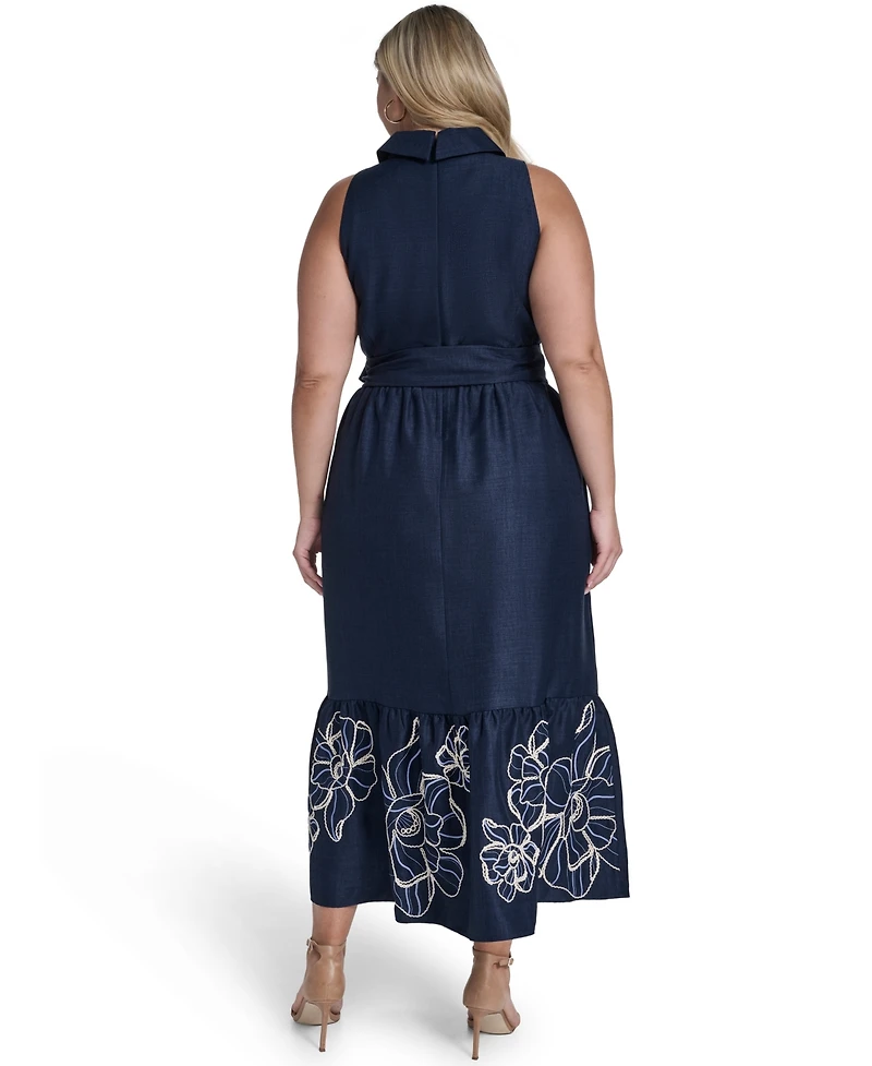 Vince Camuto Plus Sleeveless Placement Print Shirt Dress