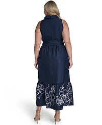 Vince Camuto Plus Sleeveless Placement Print Shirt Dress