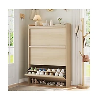 gaomon Shoe Cabinet with Flip Drawers Narrow Cabinet with Adjustable and Removable Shelves Modern Wooden Shoe Organizer with Hidden Handle