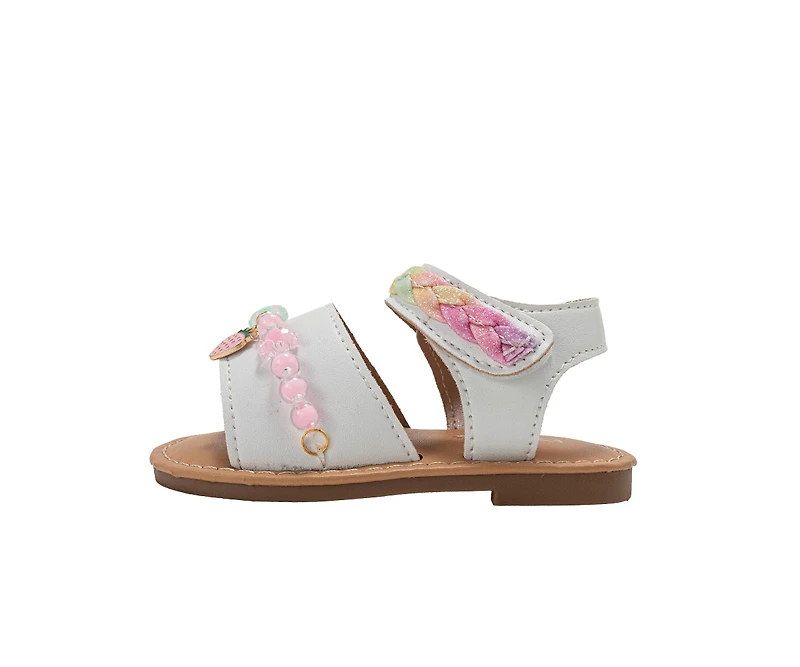 Bebe Toddler Girl's Fashion Sandals – Dressy Shoes with Glitter Braid and Bracelet Accent
