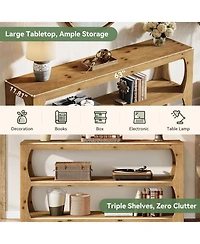 Tribesigns Solid Wood Console Table with 3-Tier Storage, 63" Long Farmhouse Narrow Entryway Table
