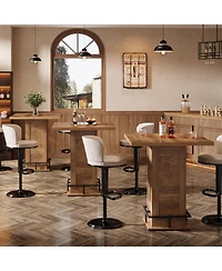 Tribesigns 39.4" H Square Bar Table, Industrial High Top Bistro Pub Cocktail Table with Metal Footrest for Kitchen Nook, Home Bar, Small Bars