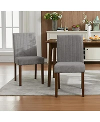 gaomon Upholstered Dining Chairs Set of 2, Modern Linen Parsons Chairs with Wood Legs