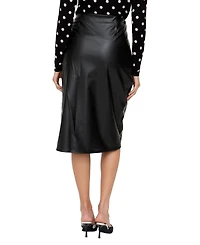 Lily and Lionel London Women's Nia Draped Leather Midi Skirt