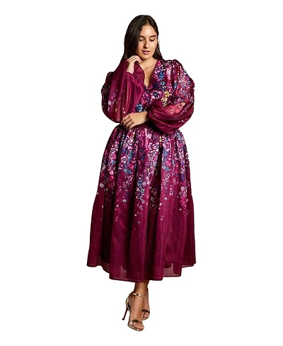 Coast Women's Plus Size Floral Organza Midaxi Dress