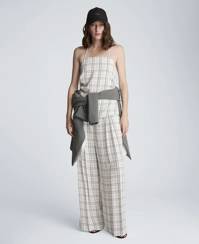 Kenneth Cole Women's Plaid Halter Neck Bustier Top