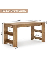 Tribesigns 63-Inch Kitchen Island with Storage, Farmhouse Home Bar Table with Double-Sided Storage Shelves, Large Stationary Island Table