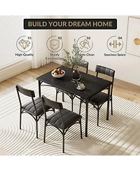 gaomon Dining Table Set for 4 - Kitchen Table and Chairs for Small Space Apartment Studio, Wooden Rectangular Kitchen Table Set