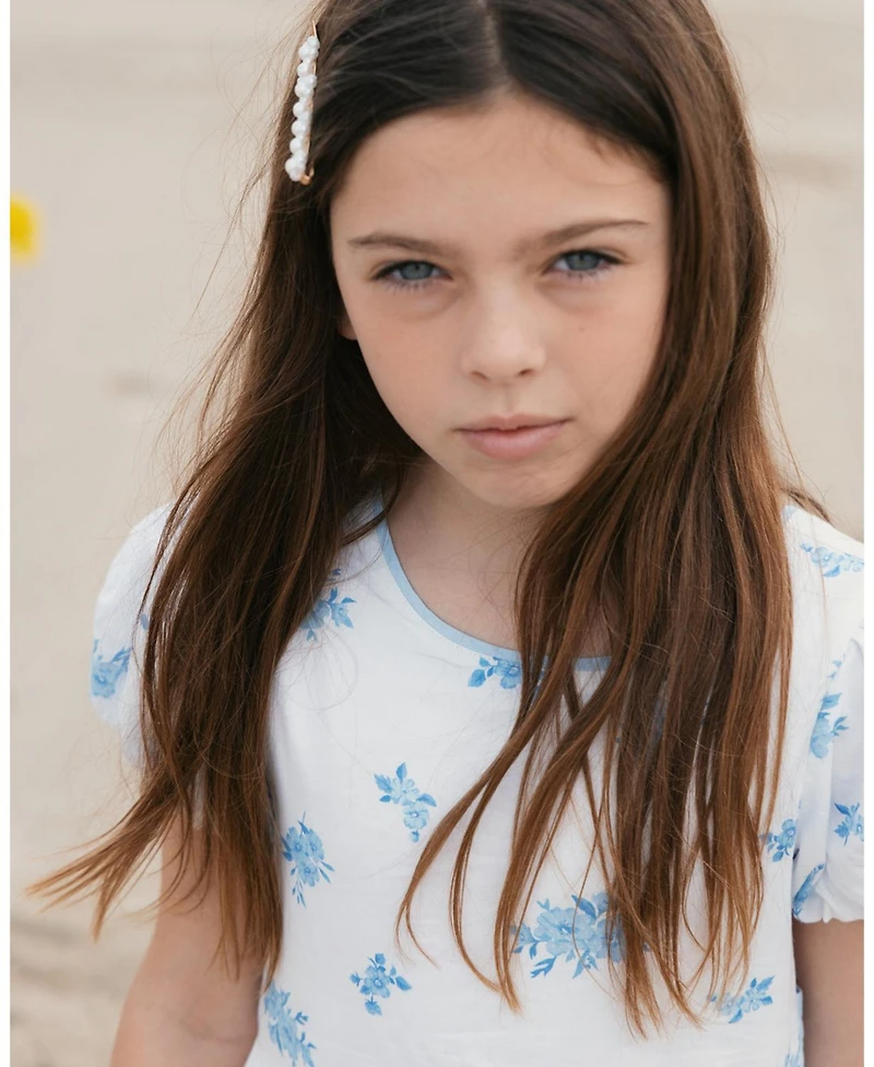 Hope & Henry Little and Big Girls Organic Puff Sleeve Sateen Party Dress