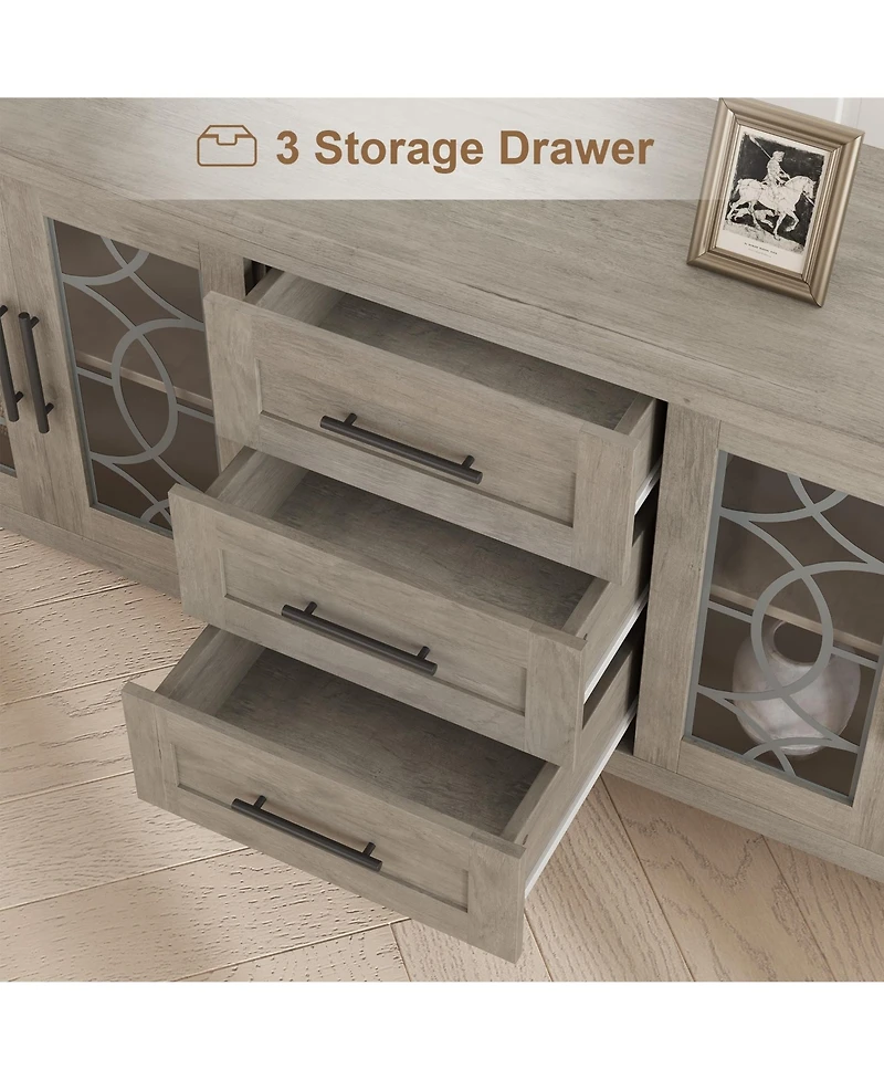 gaomon Farmhouse Tv Stand with Glass Door for 70 Inch Tv