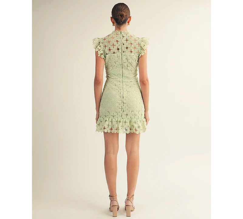 Arose Studio, Inc Women's Sophia Lace High Neck Mini Dress