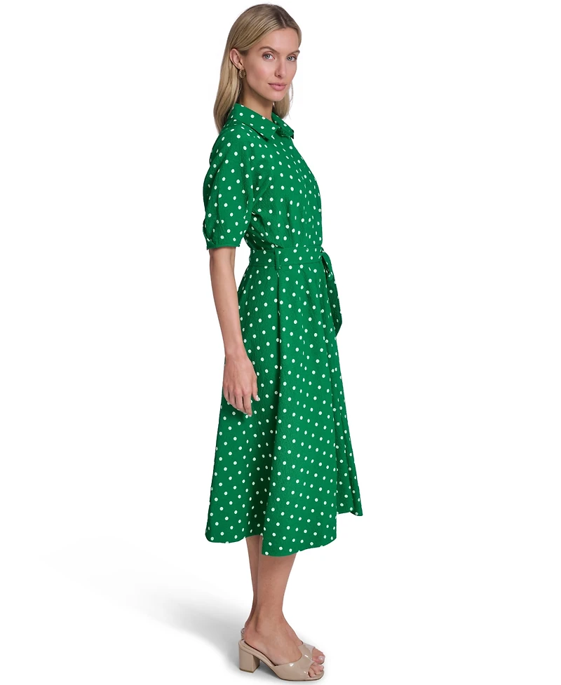 Calvin Klein Women's Collared Neck Belted Shirt Dress