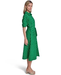 Calvin Klein Women's Collared Neck Belted Shirt Dress