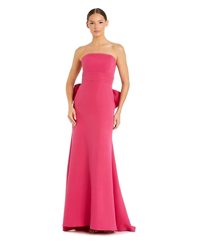 Mac Duggal Women's Crepe Strapless Gown With Oversized Bow