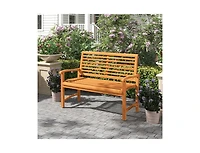 Slickblue Outdoor Teak Wood Garden Bench with Slatted Back and Seat