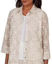Alfred Dunner Petite Sequin Medallion Two-In-One Collared Top