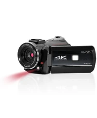 Minolta MN4K40NV 30MP 4K Ultra Hd 3" Touchscreen Night Vision Camcorder, Black, Bundle with Aluminum 3-Section Tripod and Cleaning Kit