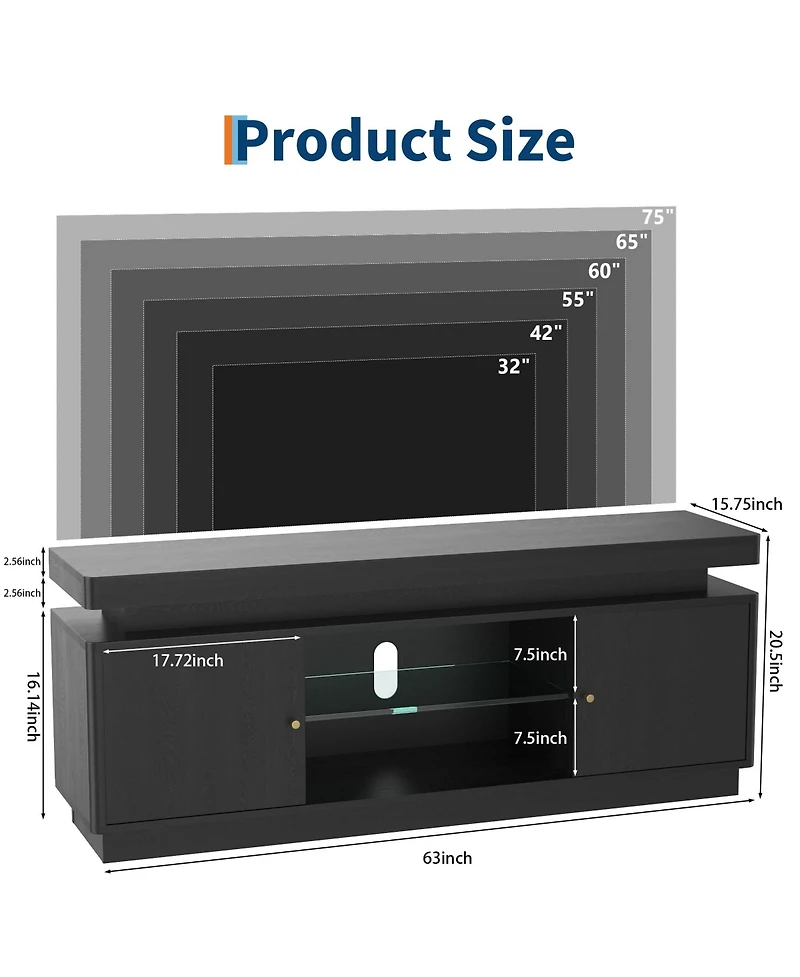 gaomon Tv Stand Entertainment Center with Storage Cabinets,Open Shelves & Power Outlets Media Tv Console Table