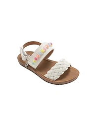 Bebe Little Girls Girl's Fashion Sandals Woven Vamp Style with Beads and Logo Charm