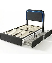 gaomon Boucle Bed Frame with 2 Storage Drawers
