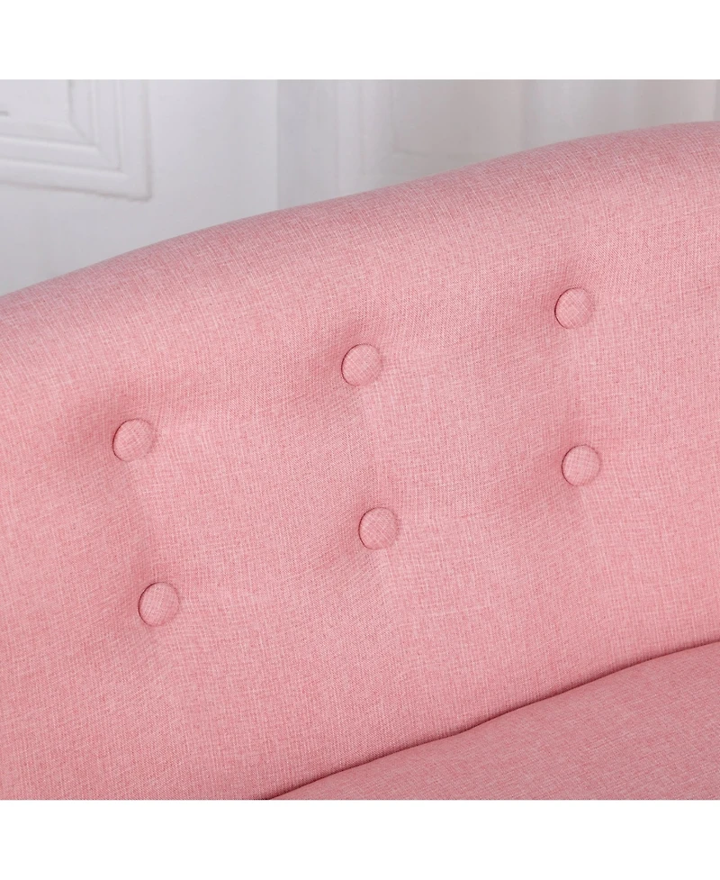 Qaba Cozy Children Sofa Couch Sturdy Wood 2 Seat Armrest Chair Kids Pink